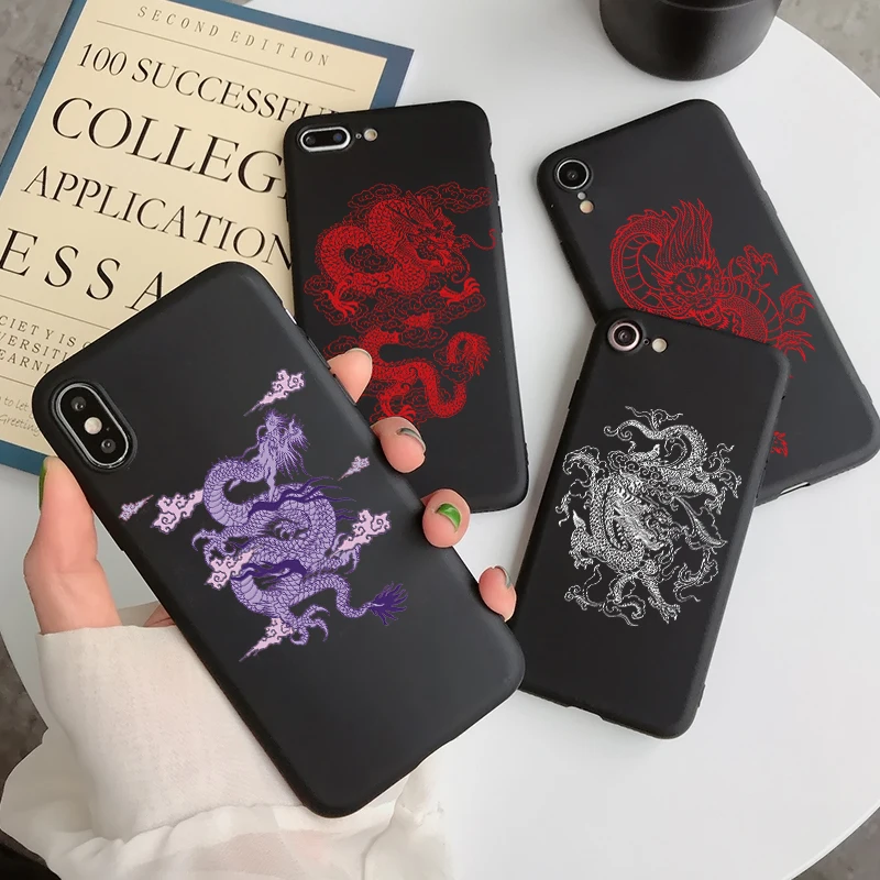 HOT Red Dragon สำหรับ IPhone 12 13 Pro 7 8 Plus X XR XS Iphone 11 Pro max กรณีแฟชั่นสัตว์ซิลิโคน Cover Fundas