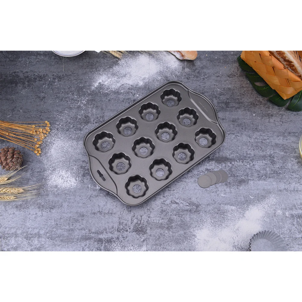 

Flower Shaped Non-Stick Baking Pan With Removable Bottom For Mini Brownie Cake Mold 12-Cavity Tart Pan Baking Mold