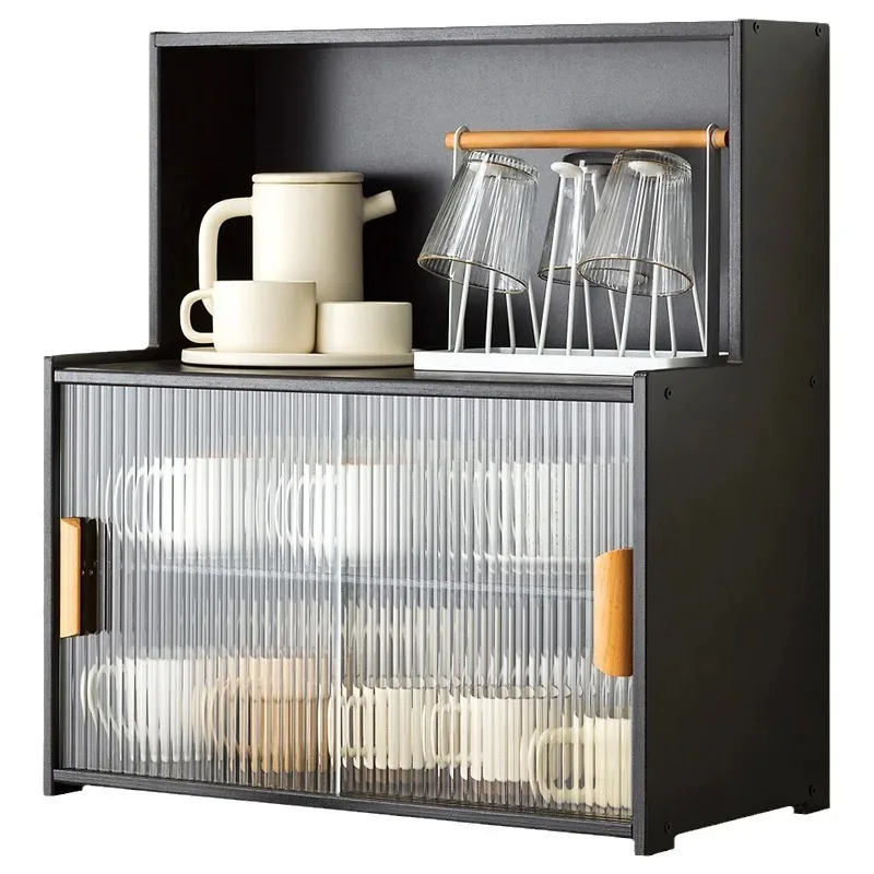Bamboo Cup Storage Rack Dustproof Water Cup Organizer Tea Set Coffee Mug Storage Holder Glass Door Mark Cup Storage Shelf