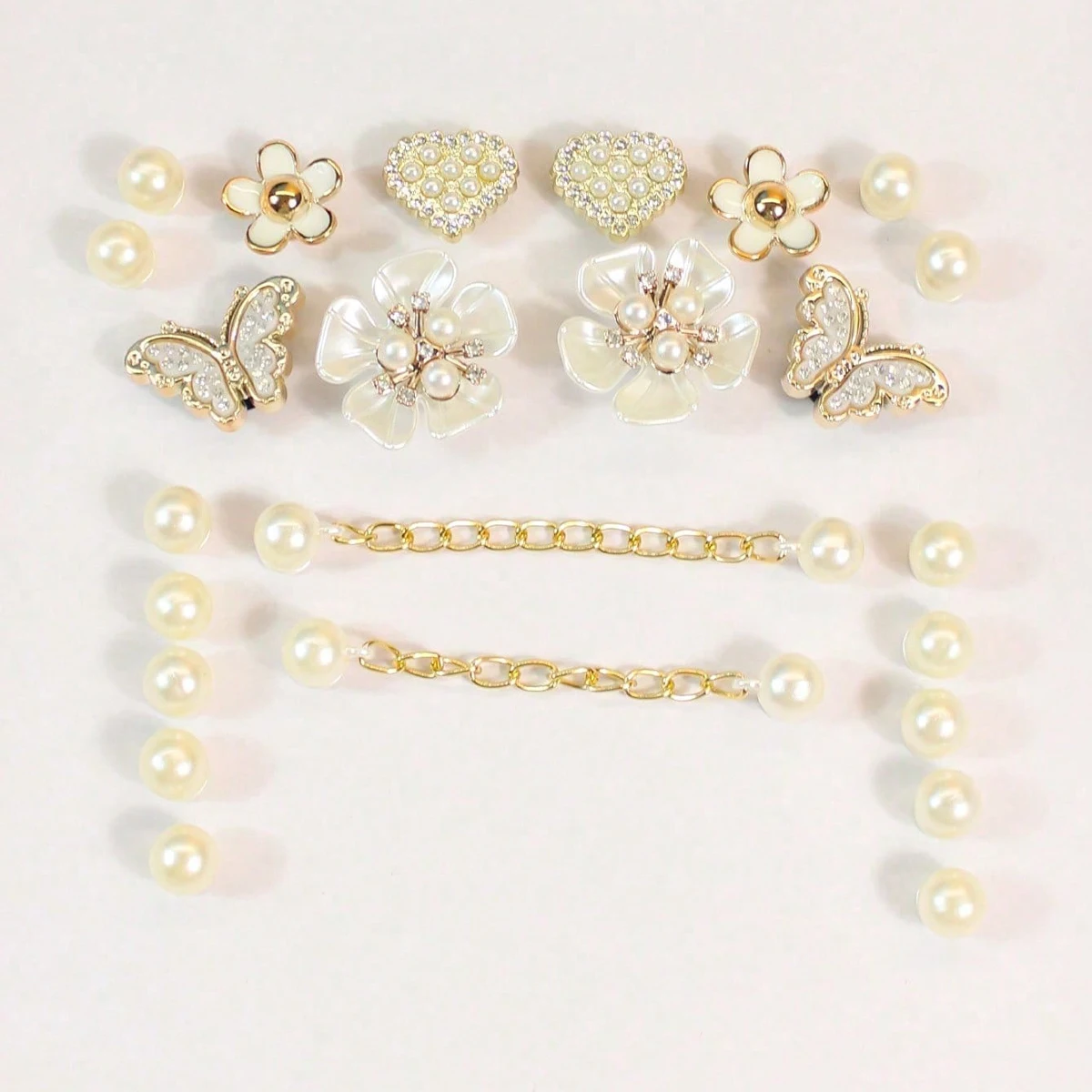 Shoe Charms for Clogs Silver Color DIY Accessories Cute & Edgy Butterfly Pearl Chains Flower Animals Decor Fashion For Sandals image 4