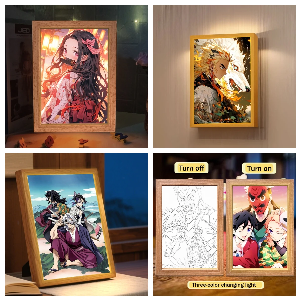 Anime devil killer light painting, room bedroom wall decoration, Halloween and Christmas LED moonlight light gift
