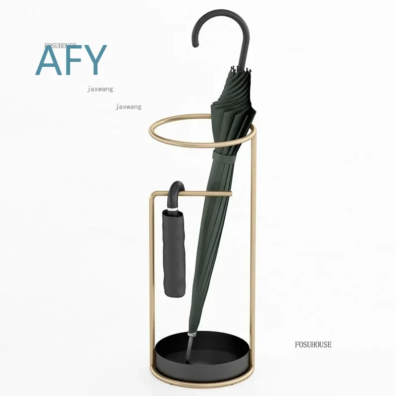 Wrought Iron Nordic Umbrella Stand for Restaurant Hotel Lobby Villa Home Floor Umbrella Holder Bucket Shelf Creative Modern