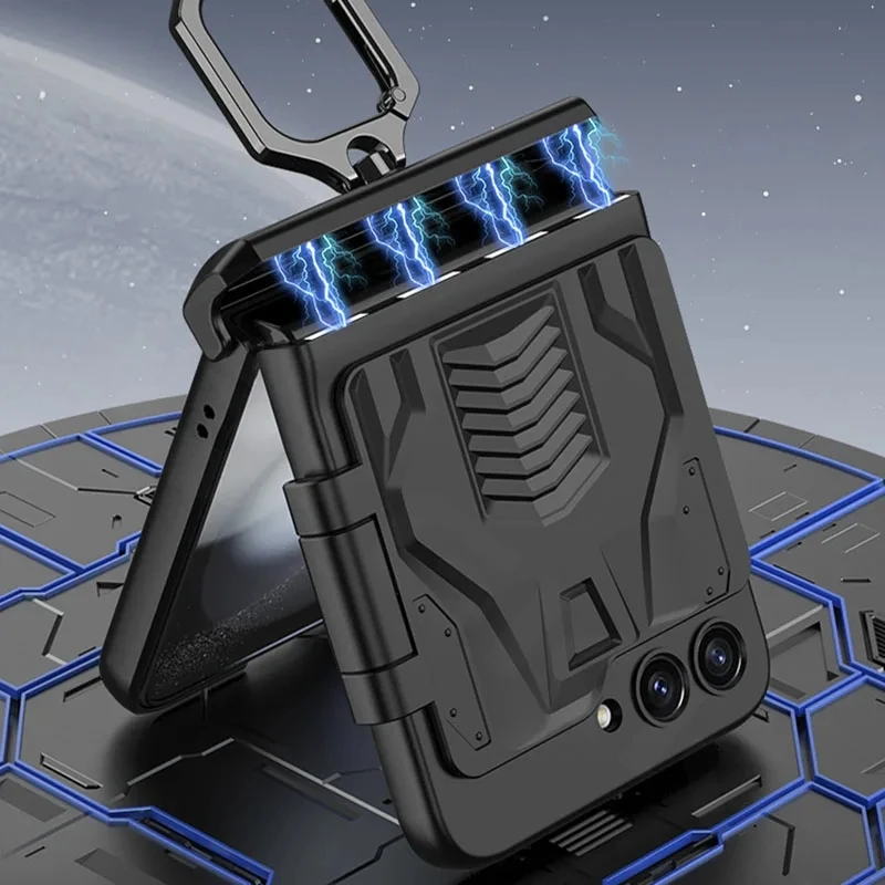 Magnetic Hinge Ring Holder Case For Samsung Galaxy Z Flip 5 5G Magnetic Flip Back Screen Glass Cover For Galaxy Z Flip5 Case