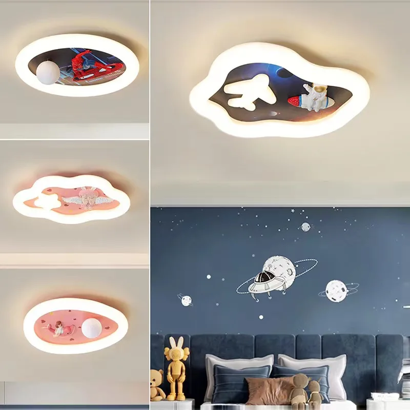 

New Cartoon LED Ceiling LIght Children's Room Boy Bedroom Ceiling Lamps Girl Planet Spaceman Astronaut Home Decor Light Fixtures