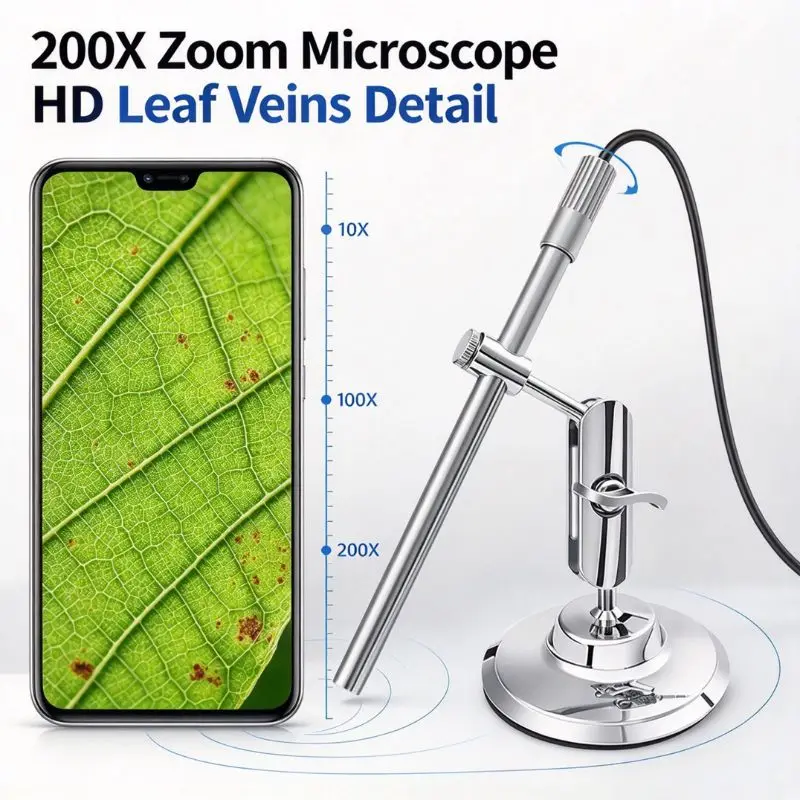 Handheld Digital Microscope Camera 1080P HD USB 8.5mm Inspection Camera 10x-200x Magnification Microscopes With 8 LED For USB C