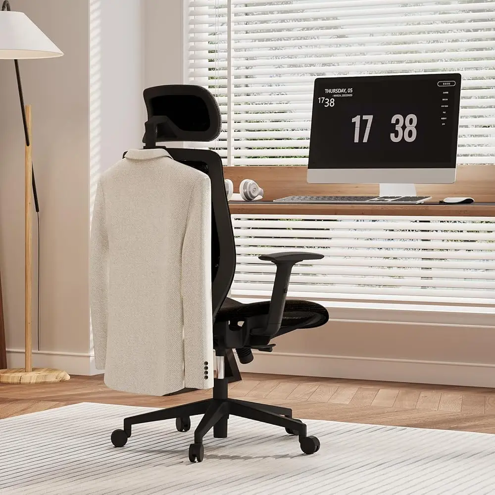 Ergonomic Office Chair, High Ba Swivel Computer Chair, Home Office Desk Chairs, With 2D Headrest/Adjustable Ba Support/Heavy