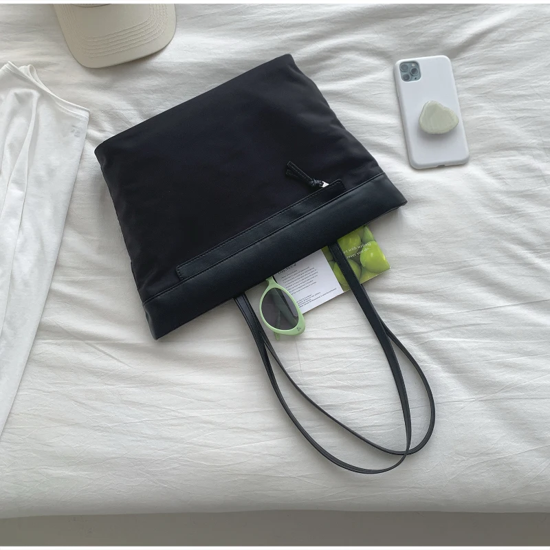 Koreanische Schultertasche, Leichte Damen-Handtasche mit Großer Kapazität aus Nylon, Vielseitige Shopper-Tasche für Arbeit und Freizeit – Detail 7