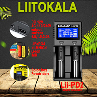 LiitoKala Lii-PD2 +car 1.2V 3.7V 3.2V 3.85V A/AAA 18650 18350 26650 10440 14500 16340 NiMH battery smart charger