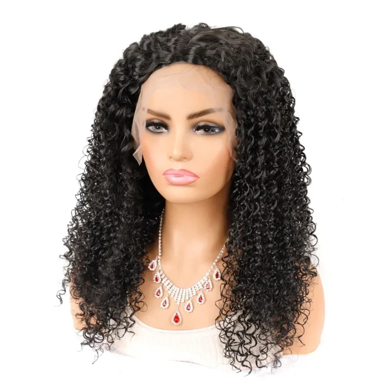 

Chemical fiber front lace mechanism wig headgear, lace hand-woven chemical fiber wig deep roll wig headgear