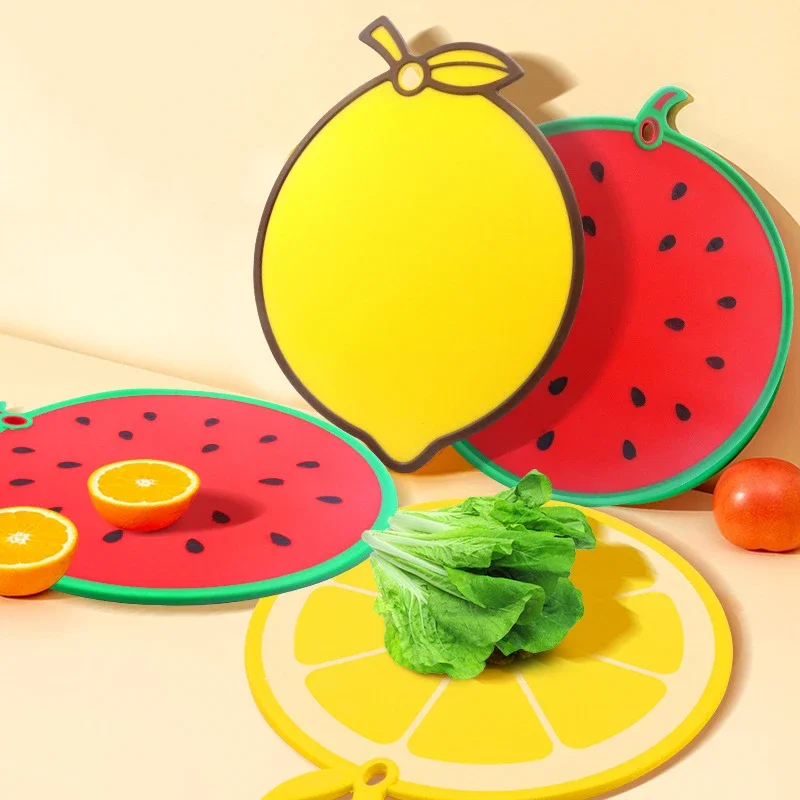 

Cartoon Watermelon Lemon Cutting Board, BPA-FreePlastic Chopping Board for Kitchen&Picnic, Non-Slip Fruit Design Food Prep Board