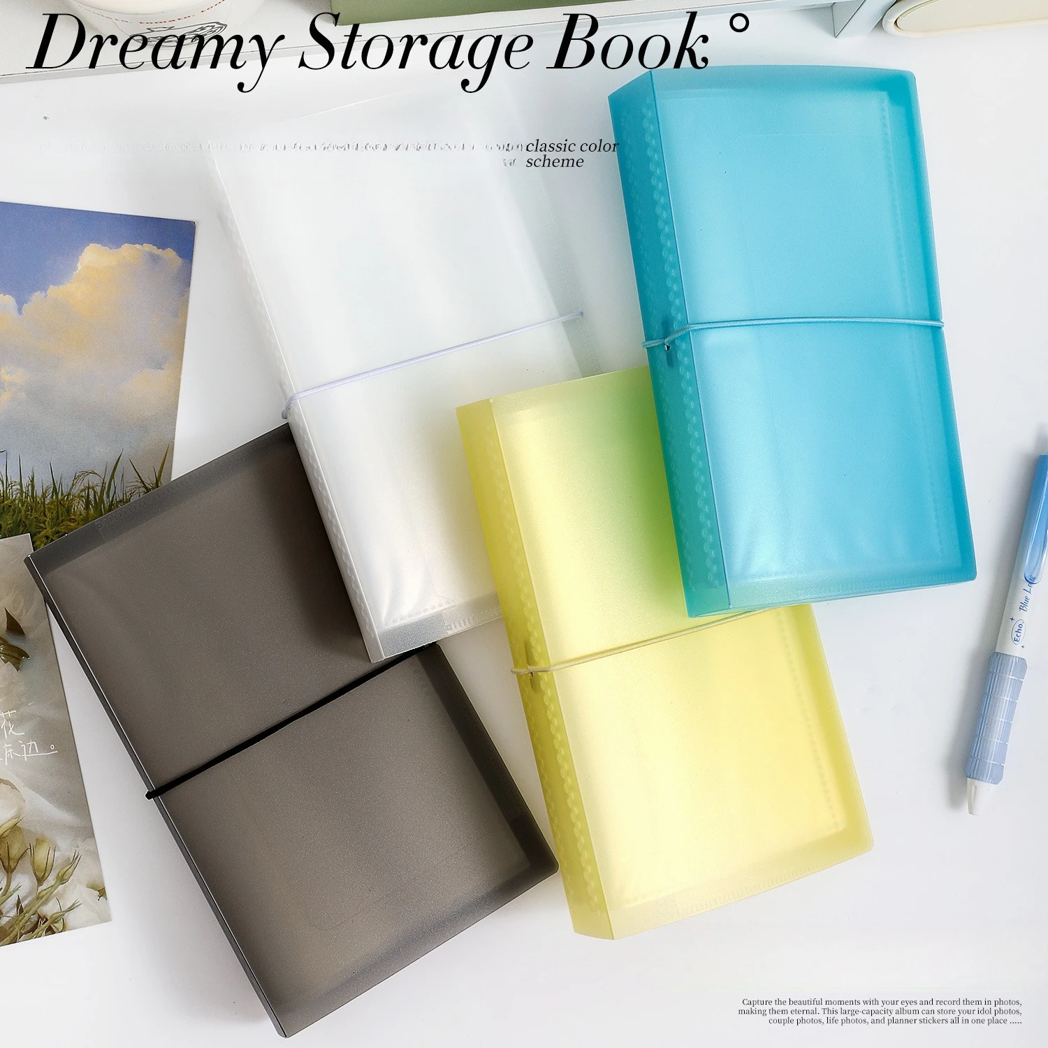 Vintage Colorful Transparent Photo Album Stationery Storage Binder Creative DIY Journal Material Collage Student Supplies