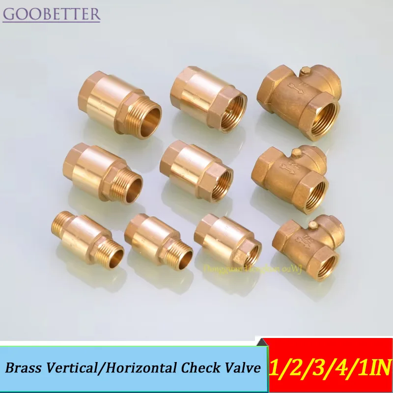 

Brass Vertical/Horizontal Check Valve 1/2/3/4/1IN Spring Loaded FPT/MPT Anti-Backflow Water Valve Bronze Stem