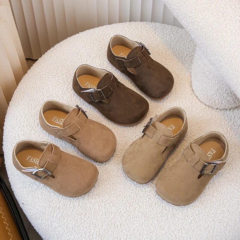 Zapatos Doudou Retro de estilo británico para niños y niñas, calzado de suela suave con Velcro, Moda de Primavera y otoño, 2024