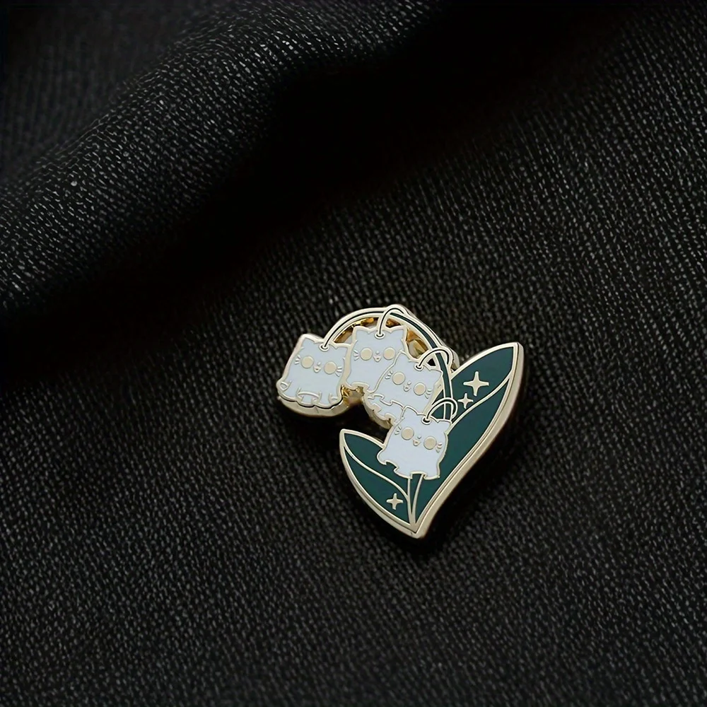 دبوس المينا الصلب للهالوين كاواي شبح في ليلي أوف ذا فالي، بروش معدني على شكل زهرة نباتية كهدية إكسسوار للمجوهرات