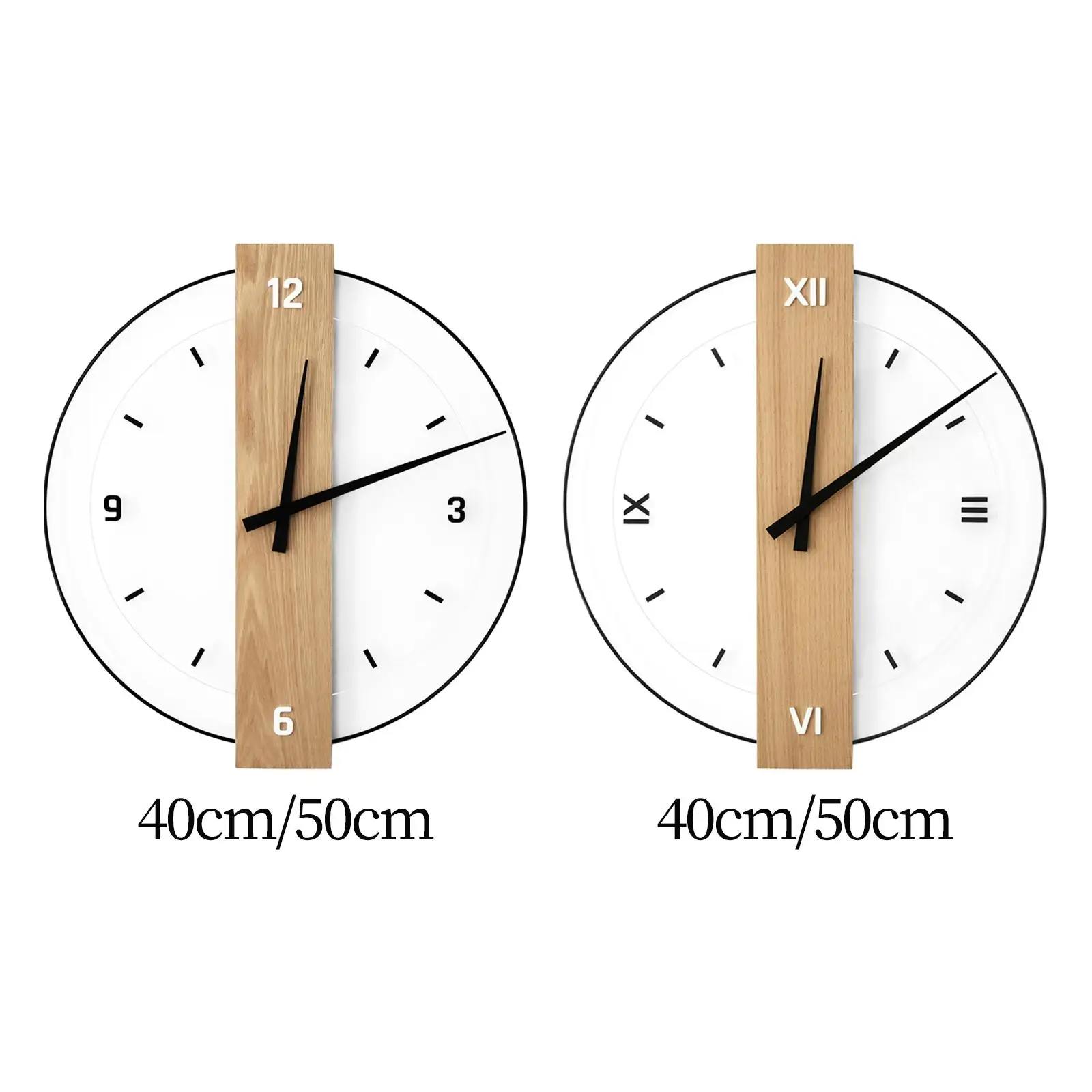 

Wood and Glass Wall Clock Minimalist Wall Clock for Restaurant Office Indoor