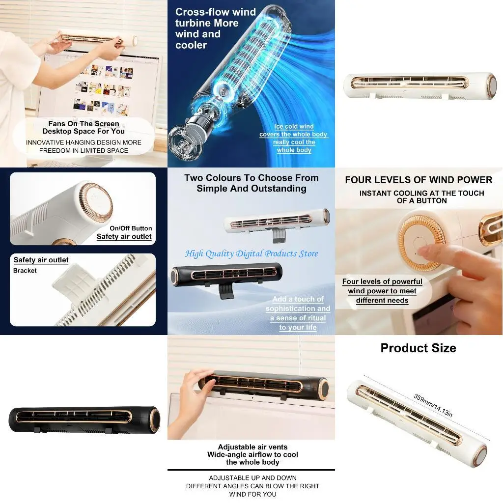 

U2JE USB Fan 4 Speed Adjust Rechargeable for Work and Game Airflows fan