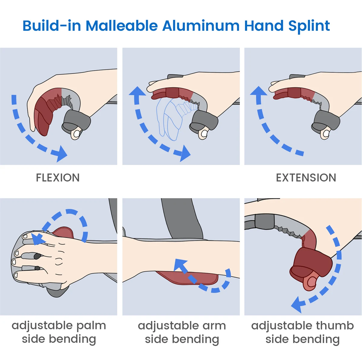 VELPEAU Hand Splint Adjustable for Carpal Tunnel Syndrome, Sprain and Arthritis Wrist Brace Immobilizer Fixs the Stroke Finger