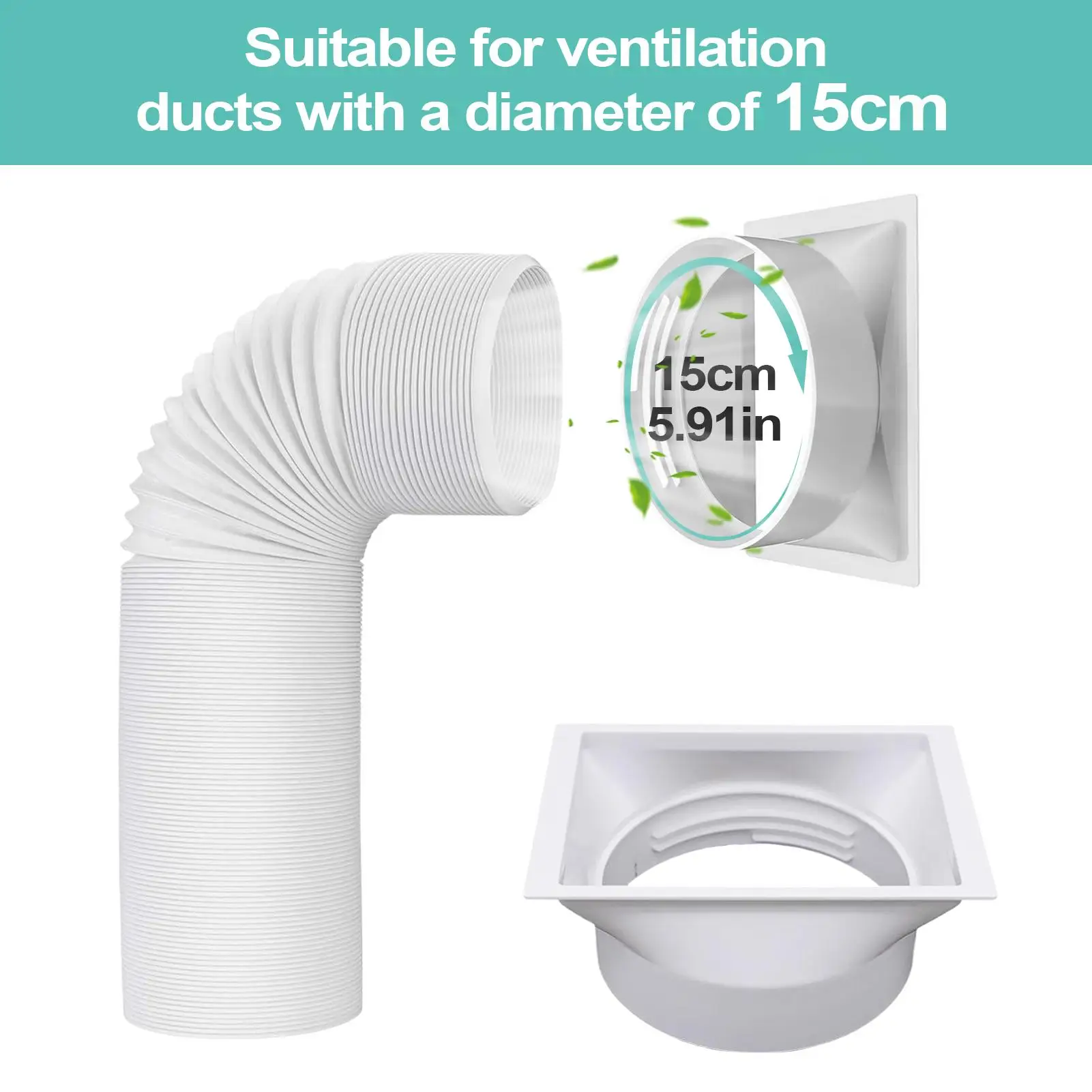 Portable AC Hose Connector Window Adapter Coupling Extender 5.9 Inch AC Exhaust Vent Hose Coupler Exhaust Port Ducting Part