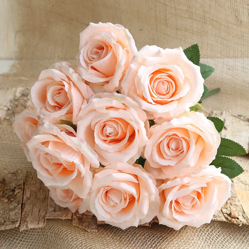 Artificial Roses Bouquet Flannel Fake Flowers Valentine\'s Day Gift Balcony Garden Decoration Simulation Flower Orange Rose