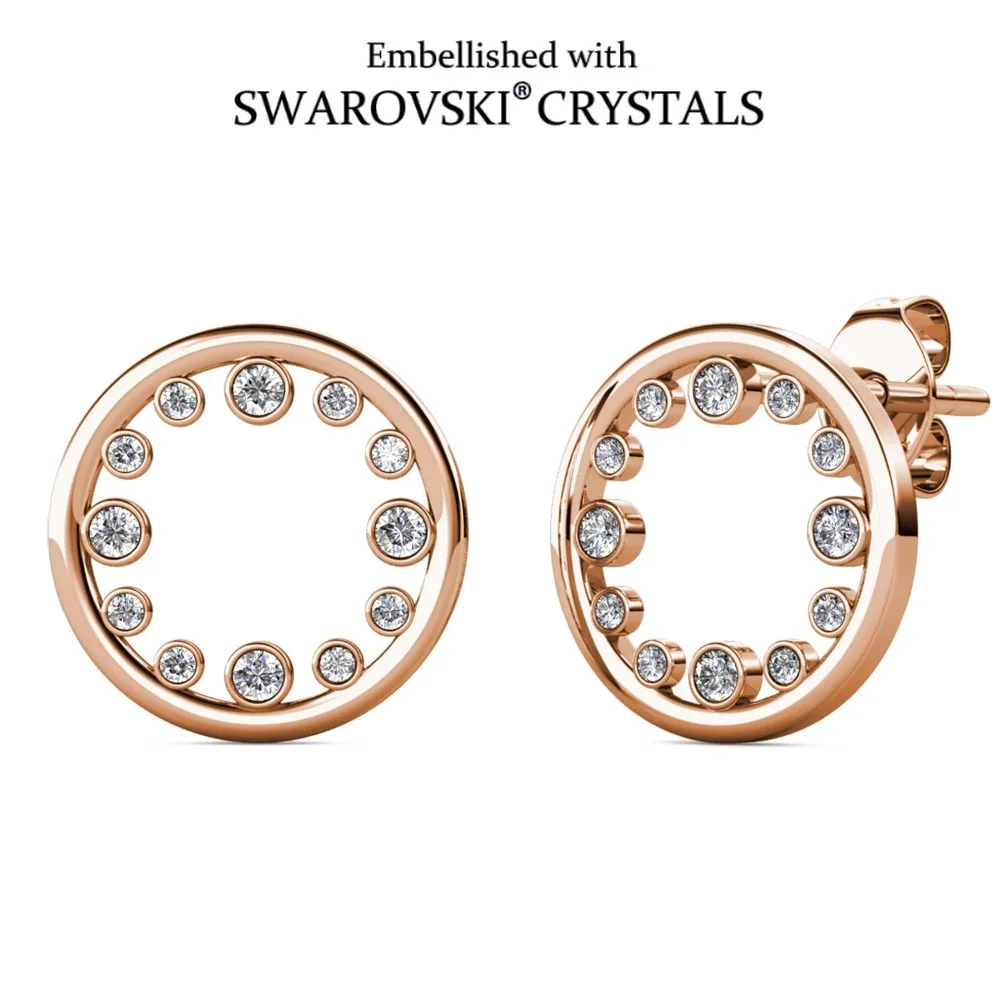 

Серьги-гвоздики с круглыми кристаллами, украшенные кристаллами Swarovski, с медным покрытием под розовое золото, модные украшения для женщин и мужчин, можно носить в несколько слоев