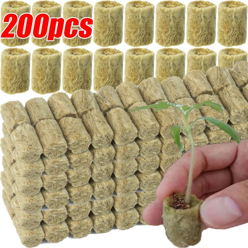 10-200pcs Hydroponic Grow Media Seedling Grow Plug Cubes Plant Cubes Soilless Substrate Seeded Rock Wool Plug Seedling Block