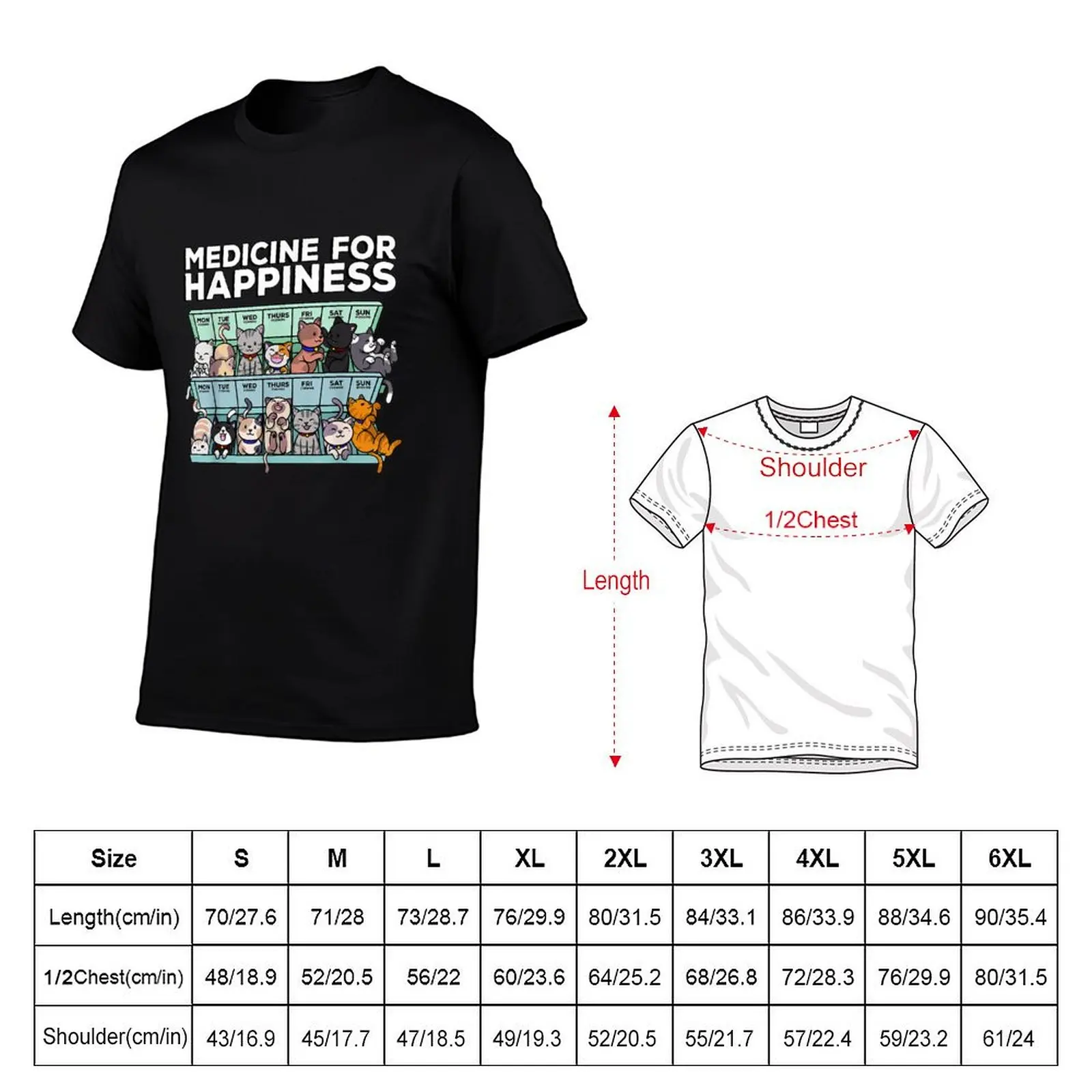My Medicine For Happiness Called Cats every day kitten cat T-Shirt anime tshirt T-Shirt