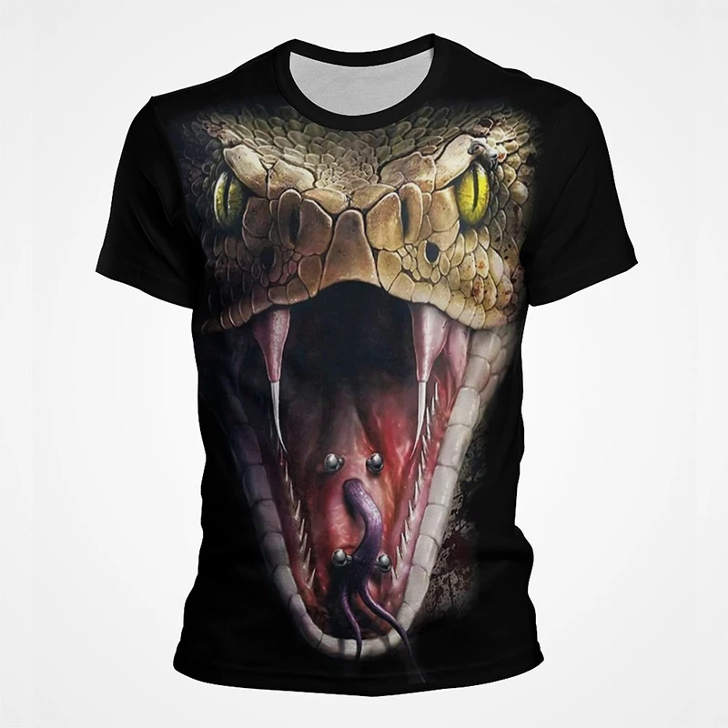 3d Full Print Animal Snake Graphic T Shirts Men Summer Short Sleeve Mens Tee Tops Streetwear Tshirt Mens Designer Clothes