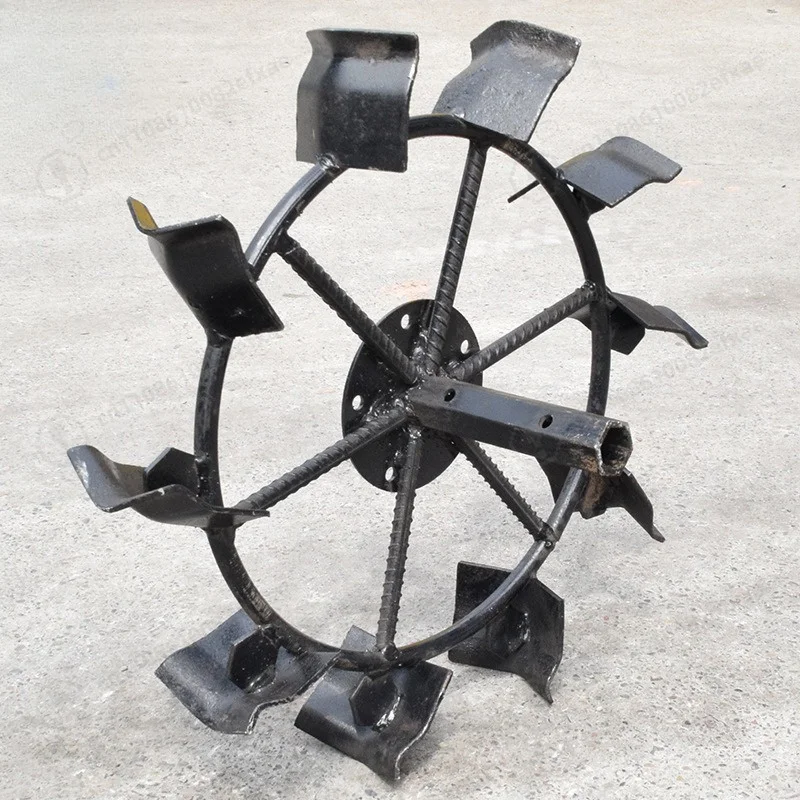 Anti-slip Walking Wheel for Micro Tiller, Iron Crawler Wheel with Plow Share for Diesel Rotary Tiller, Farm Machine Plowing