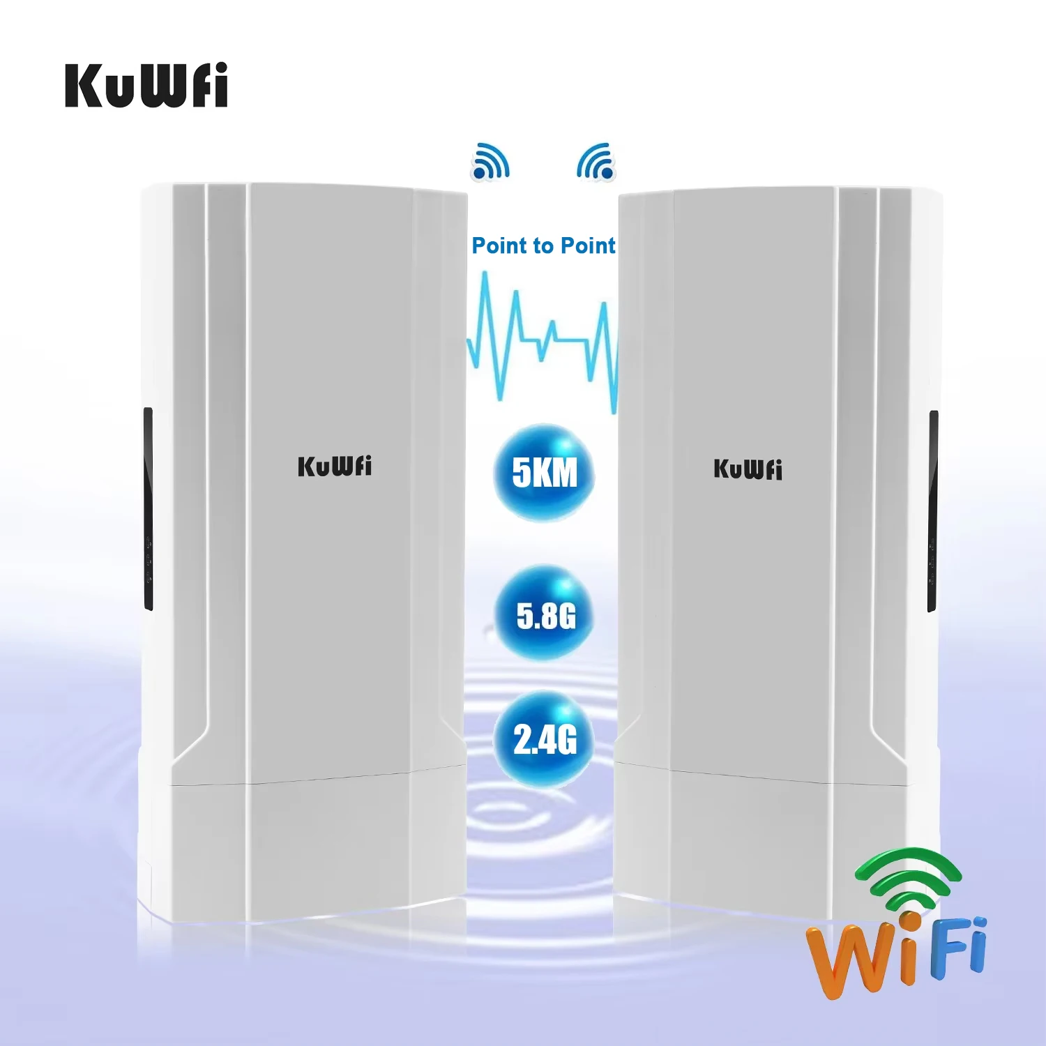 KuWFi 1200Mbps Outdoor CPE Bridge 2.4G 5G Wireless WiFi PTP PTMP Signal Extender Up to 5KM High Power for IP Camera 48V POE IP65