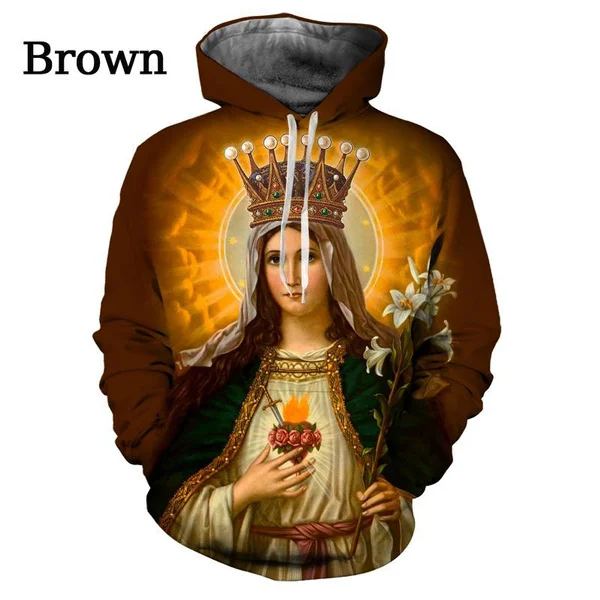 

2023 New Guadalupe Virgin Mary of Mexico 3D Hoodie Funny Fashion Faith Christian Virgin Street Hip Hop Style Unisex Hoodie