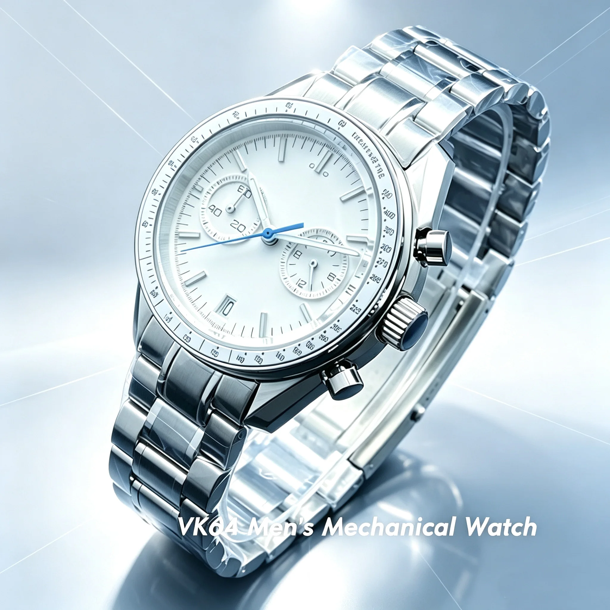 A stylish business-style men's quartz wristwatch, equipped with the VK64 movement, 20mm strap, and featuring stopwatch and calen