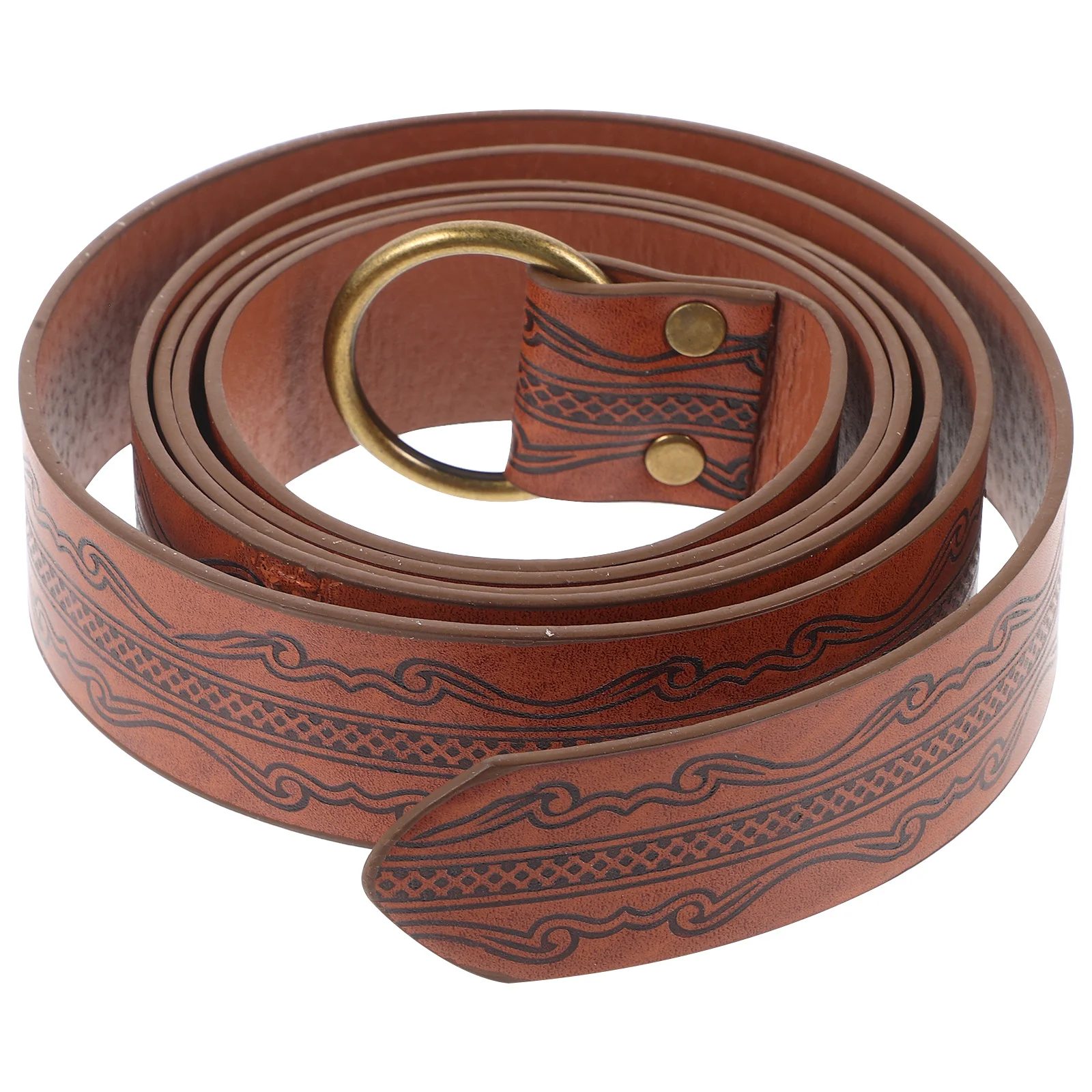 حزام خصر عصر النهضة في العصور الوسطى فايكنغ منقوش عتيق إكسسوار حزام خصر طويل للرجال زي الفايكنج للرجال #1