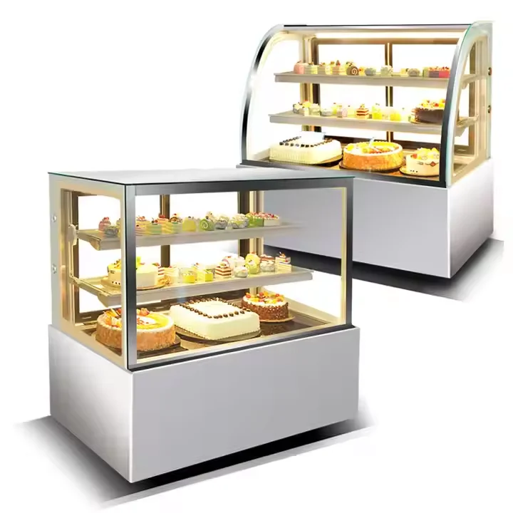 For Cake and Dessert Display Refrigerator Rear Open Air Cooled Commercial Table Model Mist Removal 2-Door 304 Stainless Steel