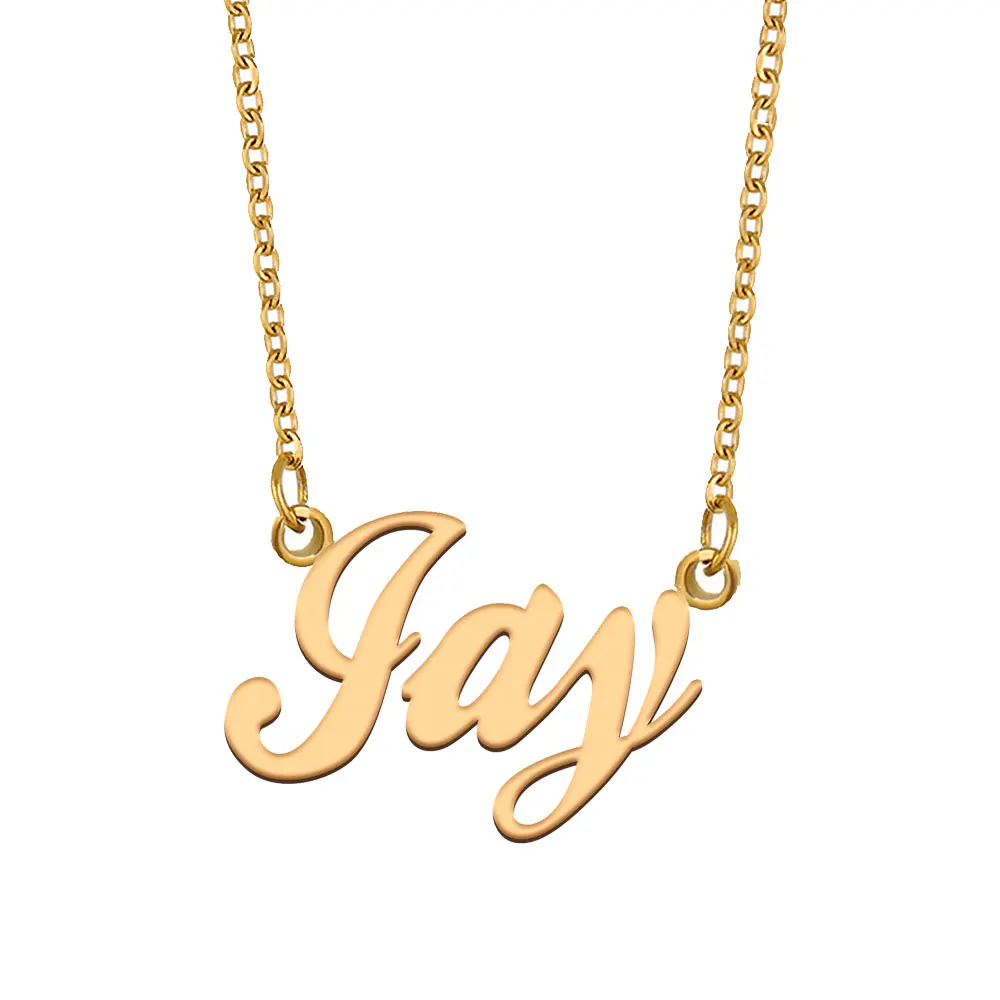 

Jay Name Necklace for Women Stainless Steel Jewelry Gold Plated Nameplate Pendant Femme Mothers Girlfriend Gift