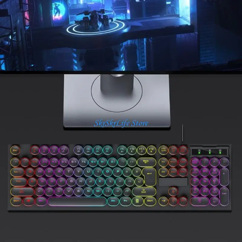 

E65E Full Size High Performances USB Cord Keyboards with 104Key RGBs Backlit and Floating Keycaps for Gaming Precisions
