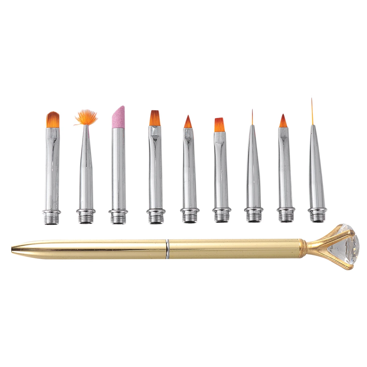 Nail Art Brush Set Replaceable Nail Painting Pen Ergonomic Handle For Diy Manicure Decoration Line Dotting Drawing Tool