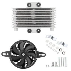 Motorcycle Oil Cooler Universal Upgrade Aluminum Motorcycle Engine Oil Cooling Fan Water Cooler Radiator Universal Oil Cooler