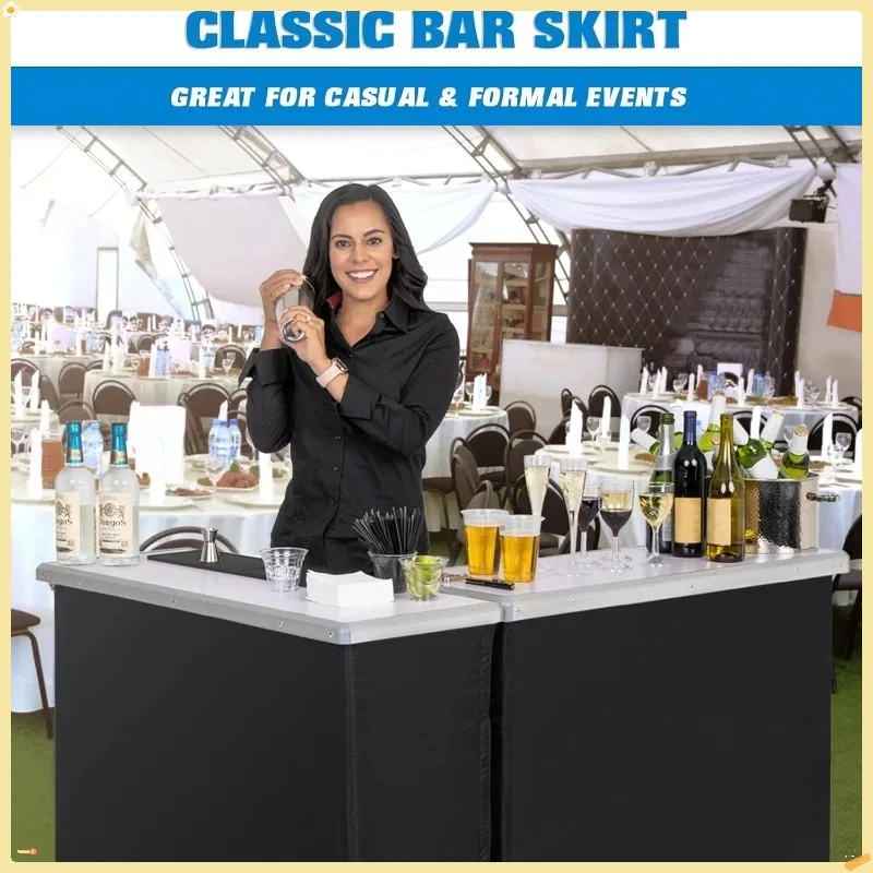 Conjunto de mesa portátil de barra dupla - Estação de bartender móvel, inclui maleta de transporte