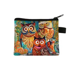 Cute Owl Print Coin Purses Boys Girls Mini Wallet Women Card Keys Money Holder Bags Ladies Fashion Lipstick Storage Bags Gift