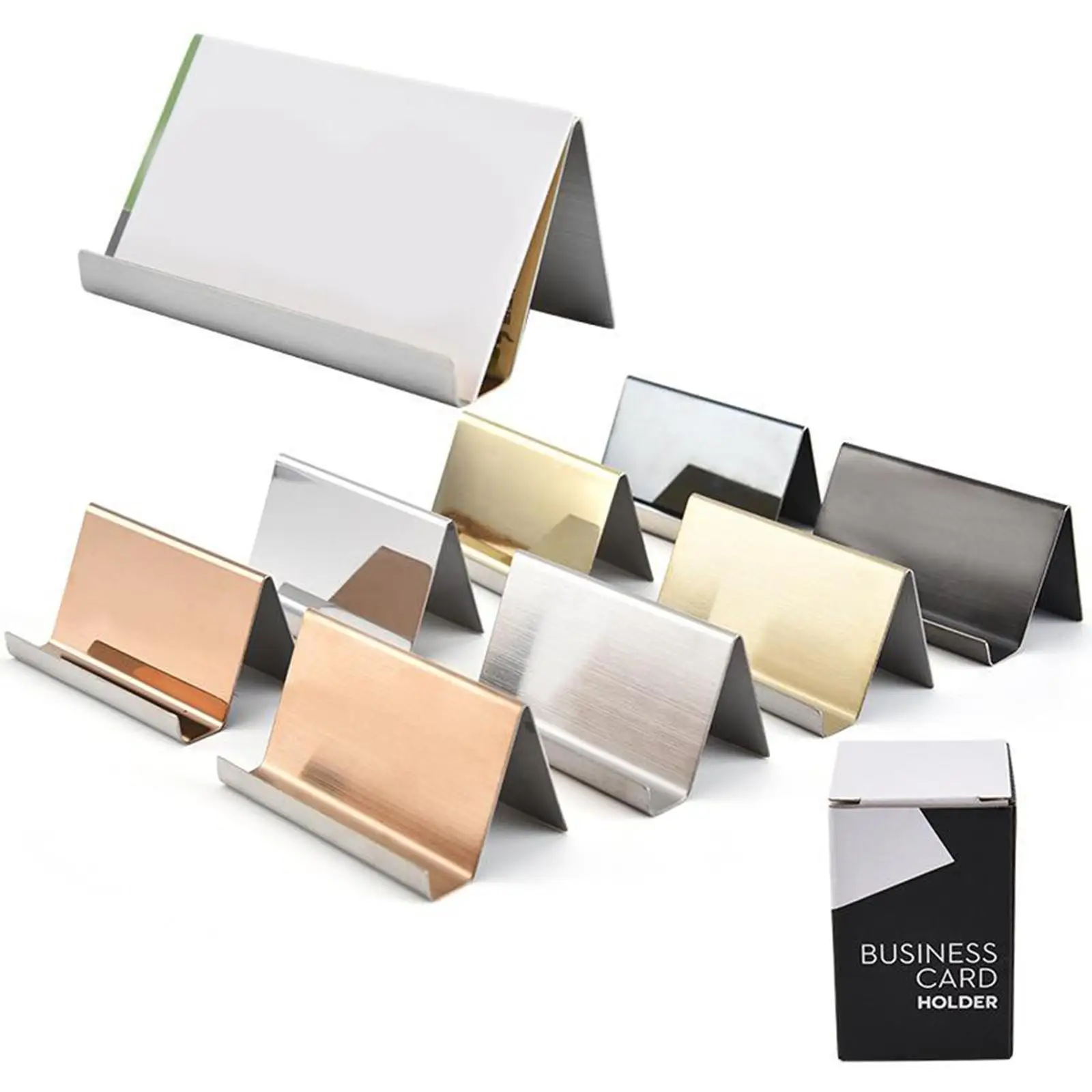 Sleek Stainless Steel Business Card Holder for Desk Organization