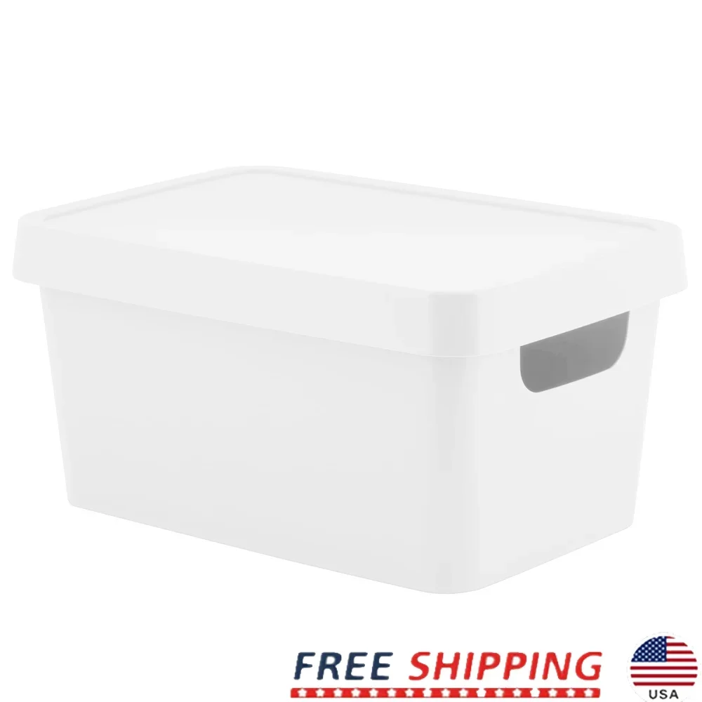 

Children's Stackable Storage Box with Click Tight Lid Toys Clothes Linens Seasonal Decor Closet Organizing 1 Compartment White