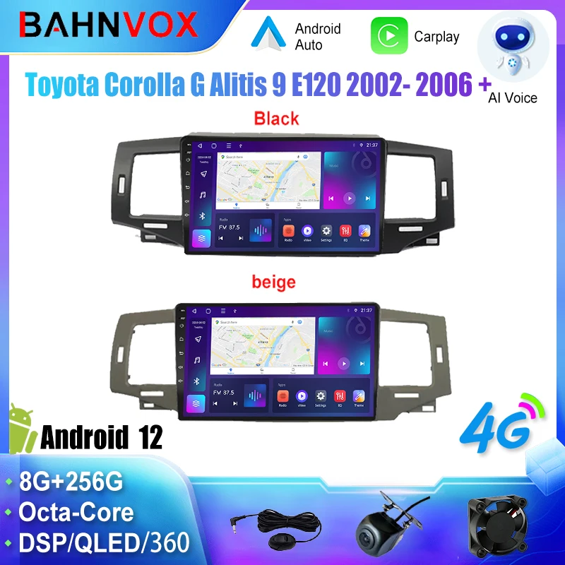 Android Car Radio Carplay for Toyota Corolla G Alitis 9 E120 2002 2006 GPS Navigation Multimedia Player Stereo screen tape
