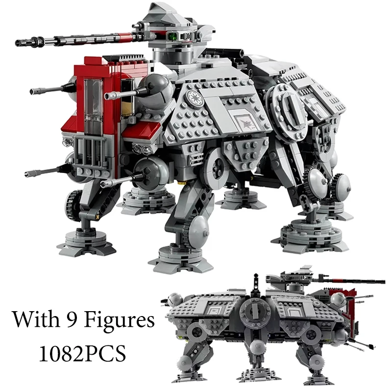 

1082 шт., строительные блоки Space War AT-TE Walker, вездеходный тактический привод с 9 фигурками, подарок для взрослых и детей