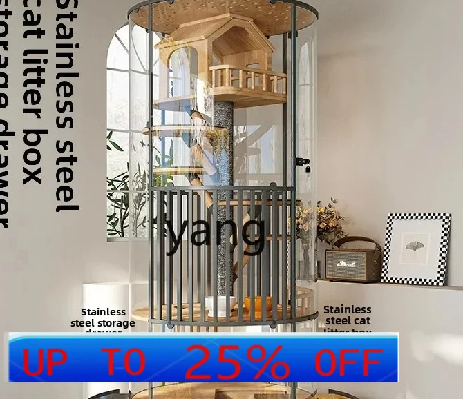 

LMM fully transparent glass panoramic rotating cylindrical cat villa luxury cabinet