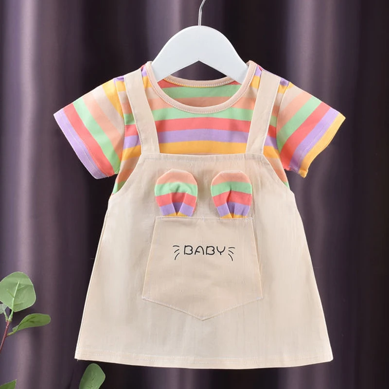 0-4Y Baby Girl Dress Cute A-Line Princess Costume Casual Striped Cotton Children Clothing Infant Outfit Vestidos Kid Girl A1158