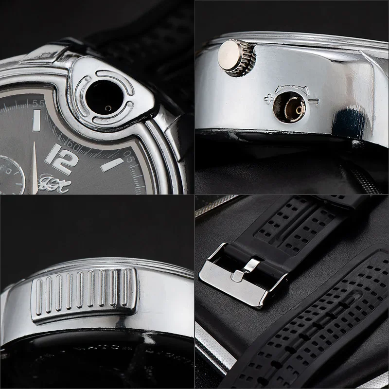 New Unusual Creative Men\'s Watch Gold Portable Lighter Windproof Flameless Charging USB Cigarette Lighter Tool Exquisite Gift