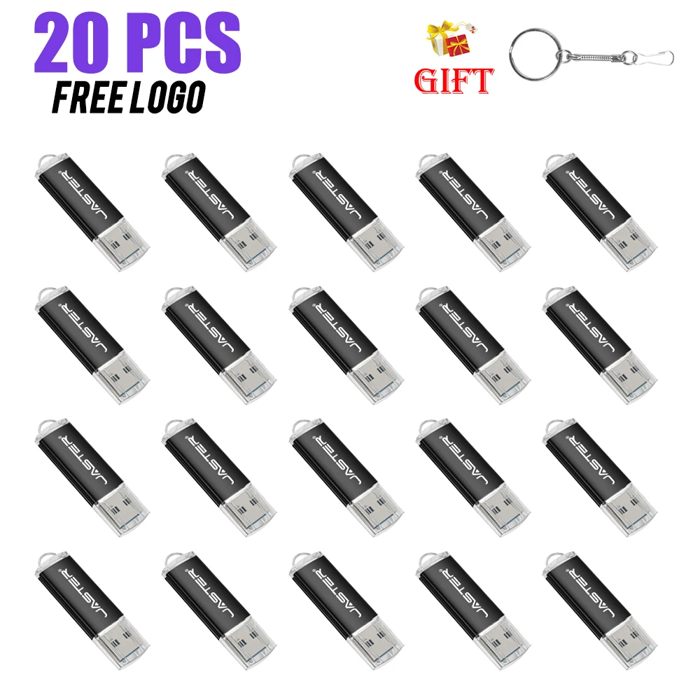 

JASTER 20PCS Lot Free Custom Logo Memory Stick 64GB Business Gift Pen Drive 32GB Free Key Chain USB Flash Drive 16GB U Disk 8GB