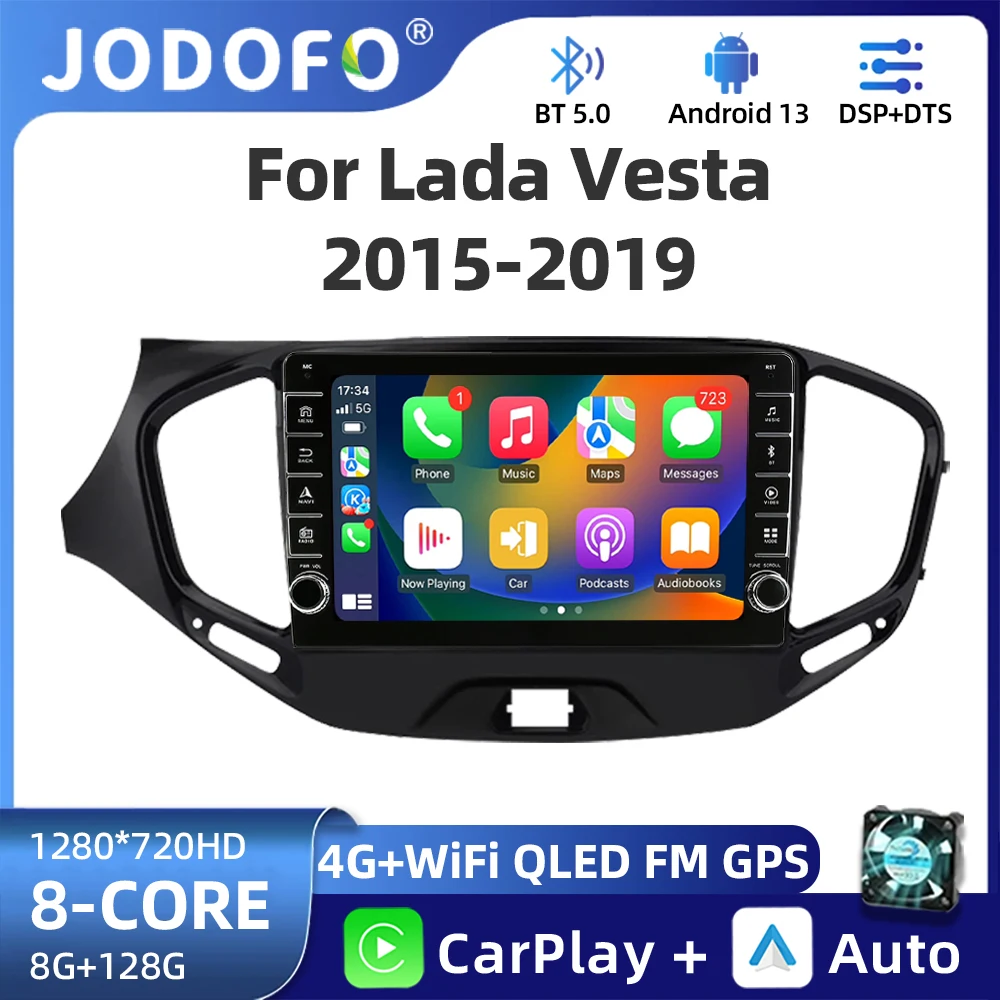 Jodofo 8 Core 2 din Android 13 For LADA Vesta Cross Sport 2015 -2019 Car Radio 5G Wifi Multimedia Video Player AUto Carplay GPS