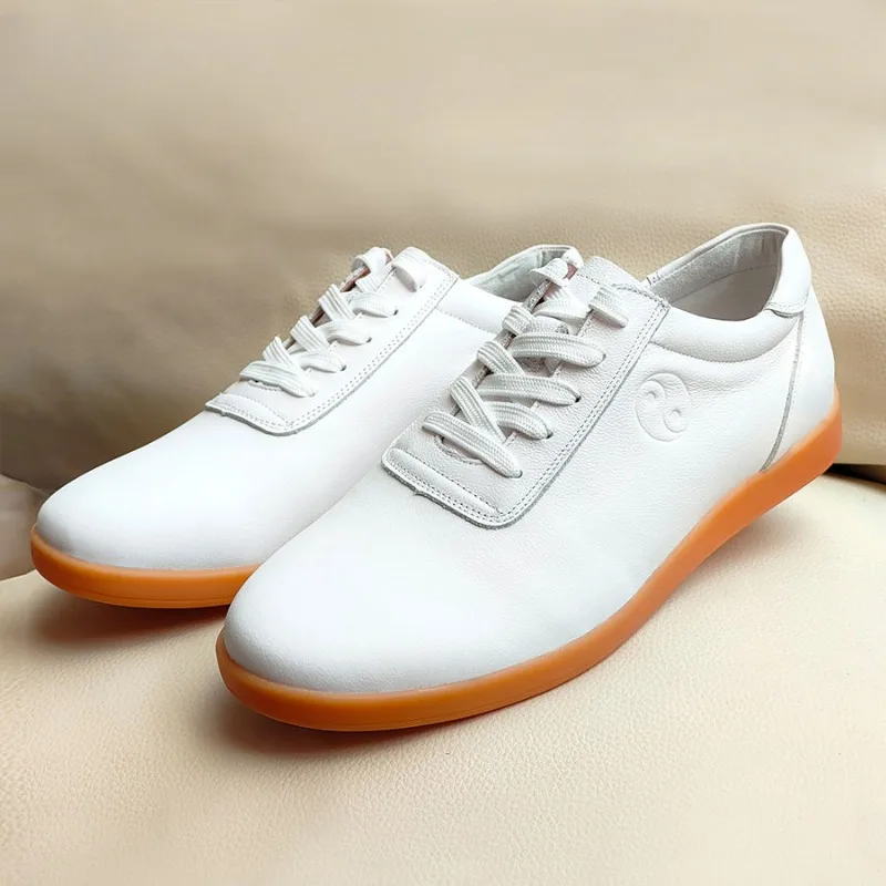 Men and Women Leather Tai Chi Shoes Super Soft Cowhide Tai Chi Ball Sports Shoes Fitness Training Morning Exercise Kung Fu Shoe