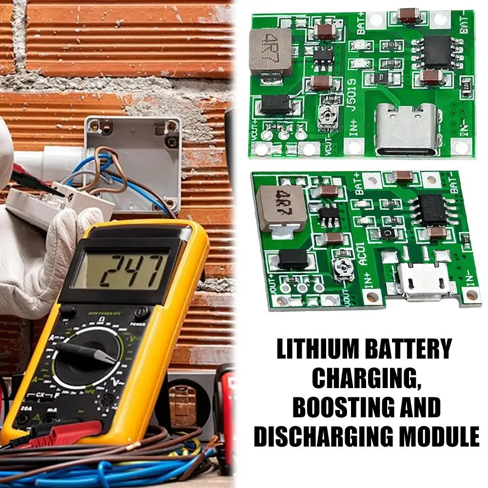 18650 Batteria al litio Ricarica Micro USB/TIPO C 3.7V 4.2V Scheda caricabatteria DC-DC Step Up Boost Modulo